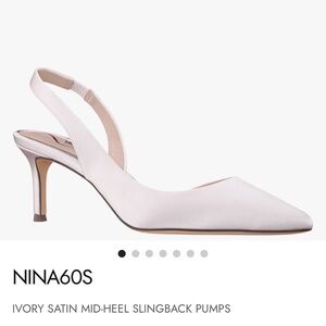Nina Ivory Satin Mid-Heel Slingback Pumps